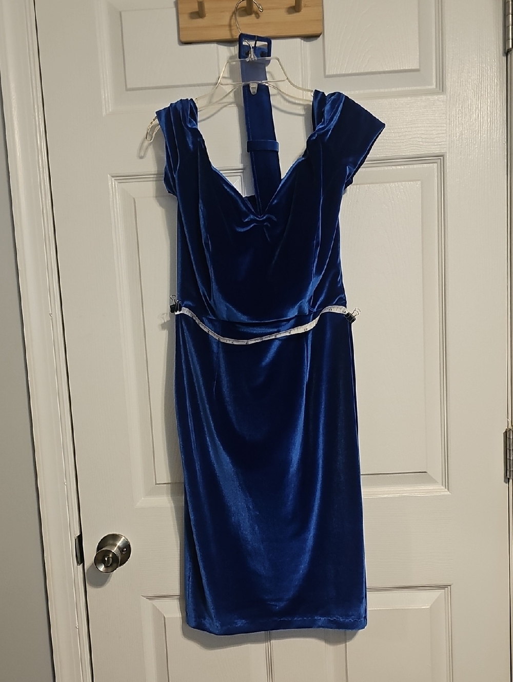 British Retro Velvet Cobalt Midi Dress